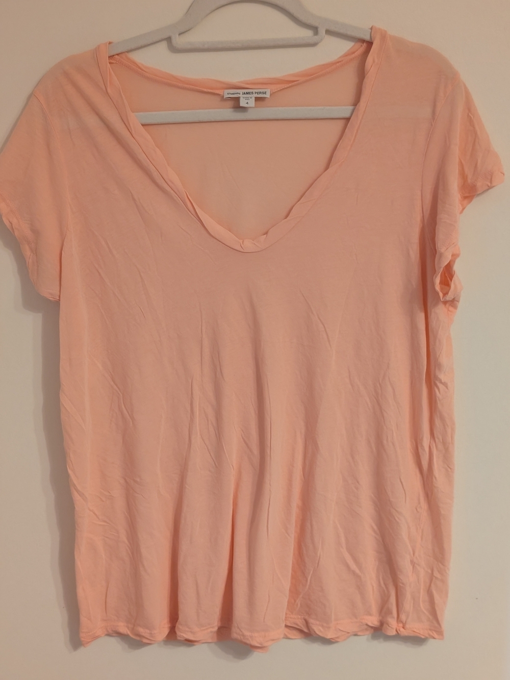 James Perse Peach Scoop Neck Short Sleeve Tee